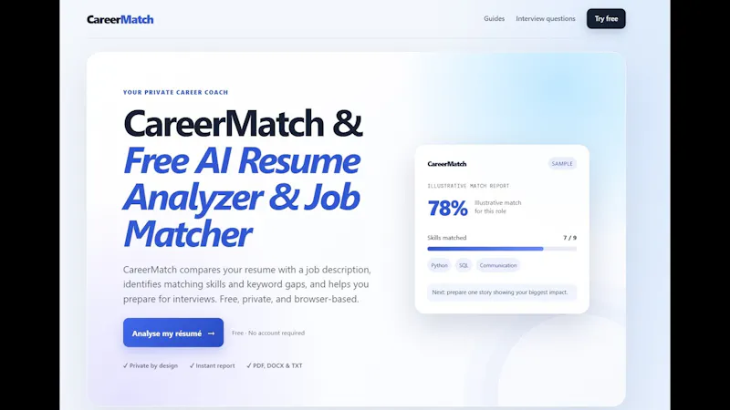 CareerMatch screenshot 1 (video preview)