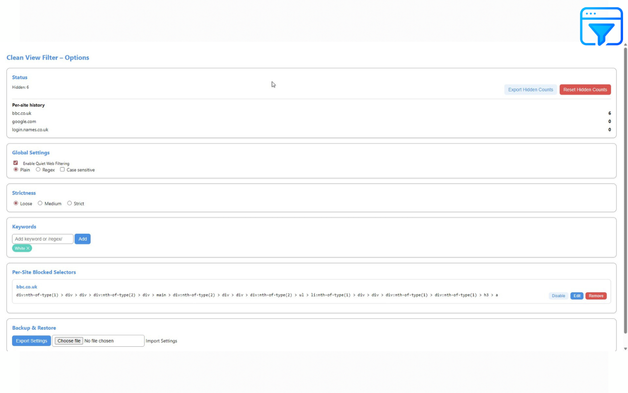 Clean View Filter - Screenshot 2 showing product features and functionality
