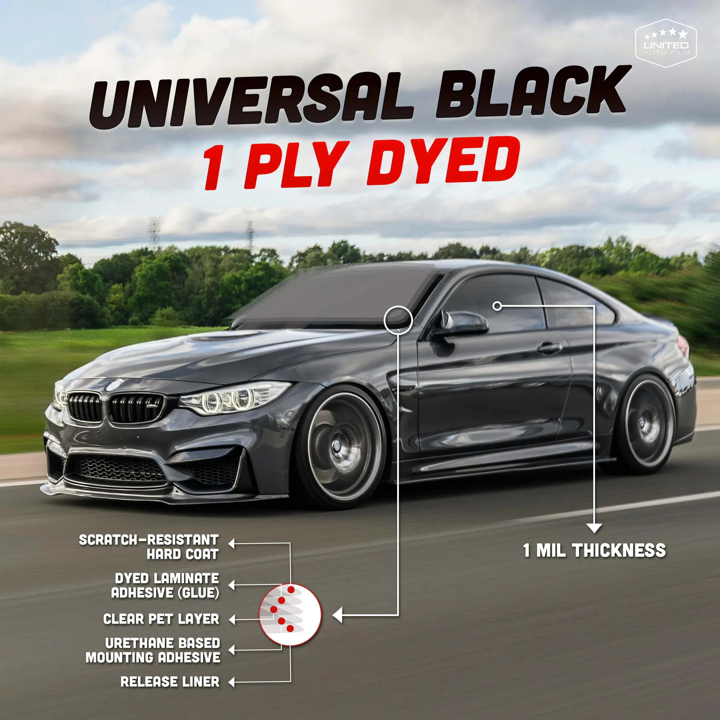 UNIVERSAL BLACK Dyed Window Tint Film