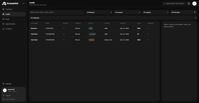 Answeriot — Missed Calls to Jobs screenshot 4