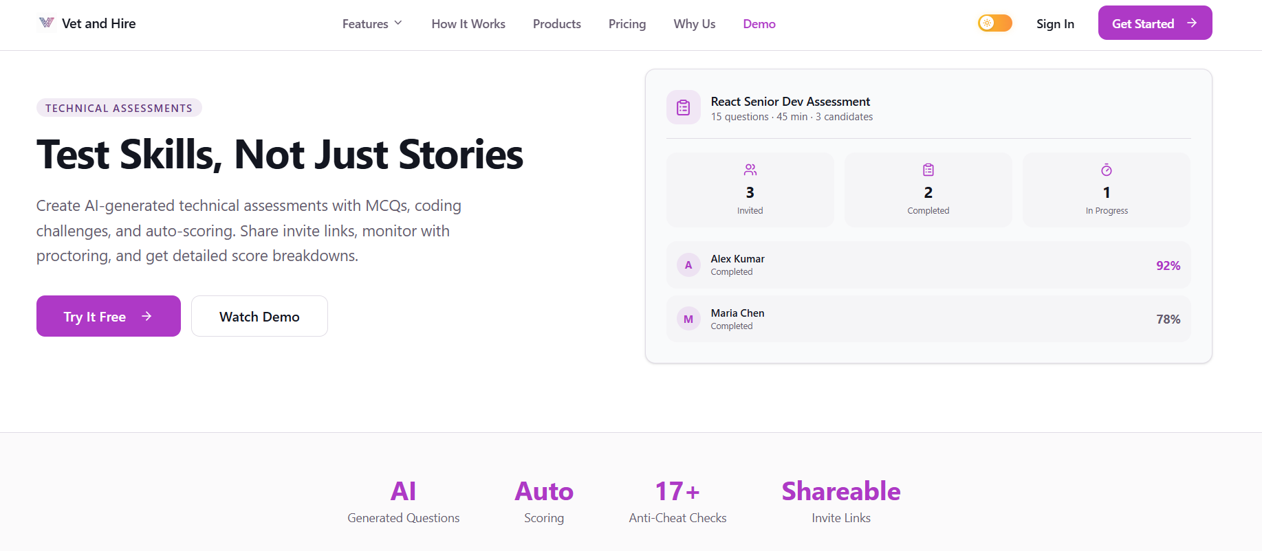 Vet and Hire - Screenshot 3 showing product features and functionality
