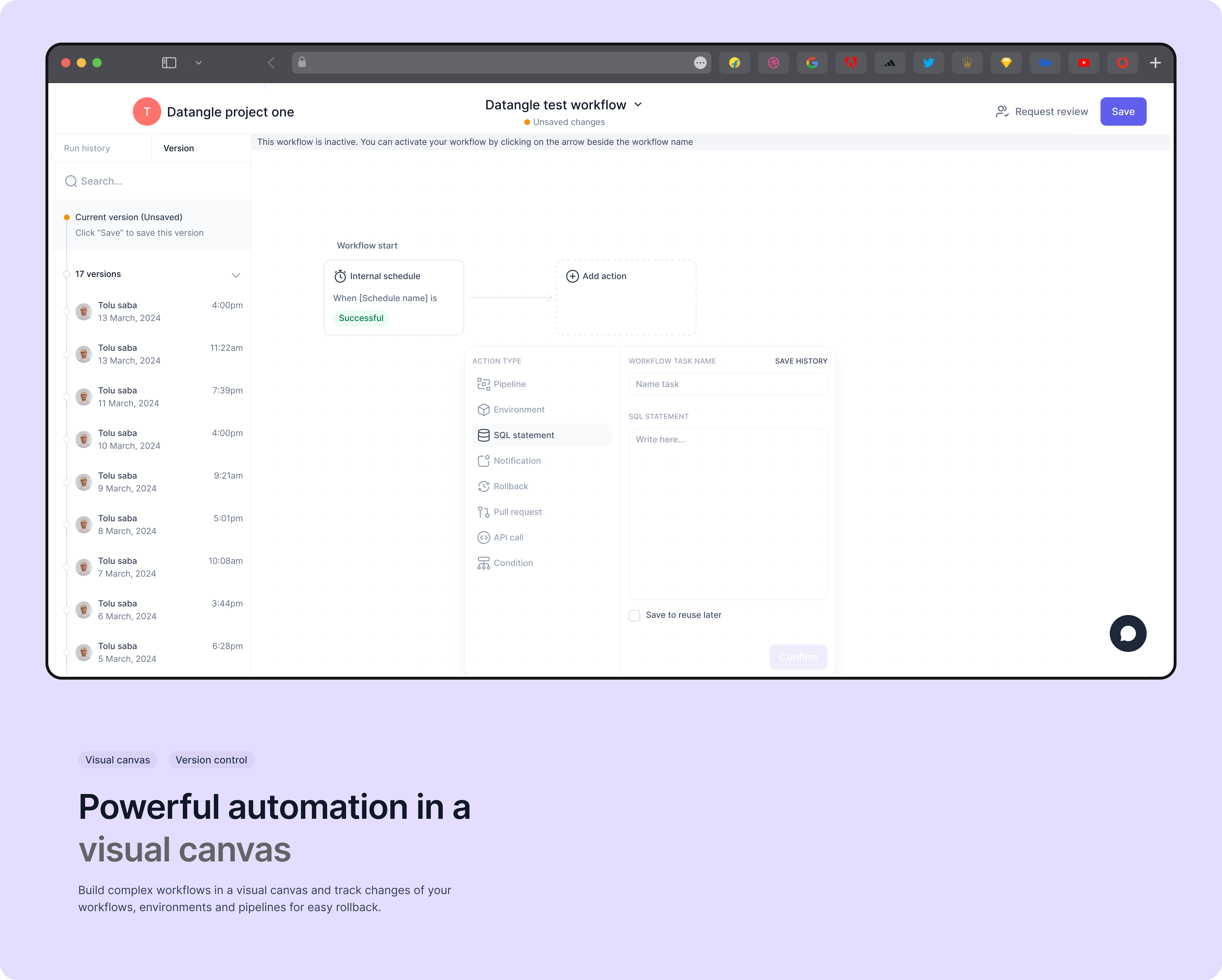 startuptile Datangle (Beta)-No-code CI/CD workflow builder for your data