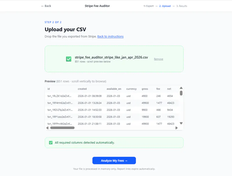 Stripe Fee Auditor gallery image
