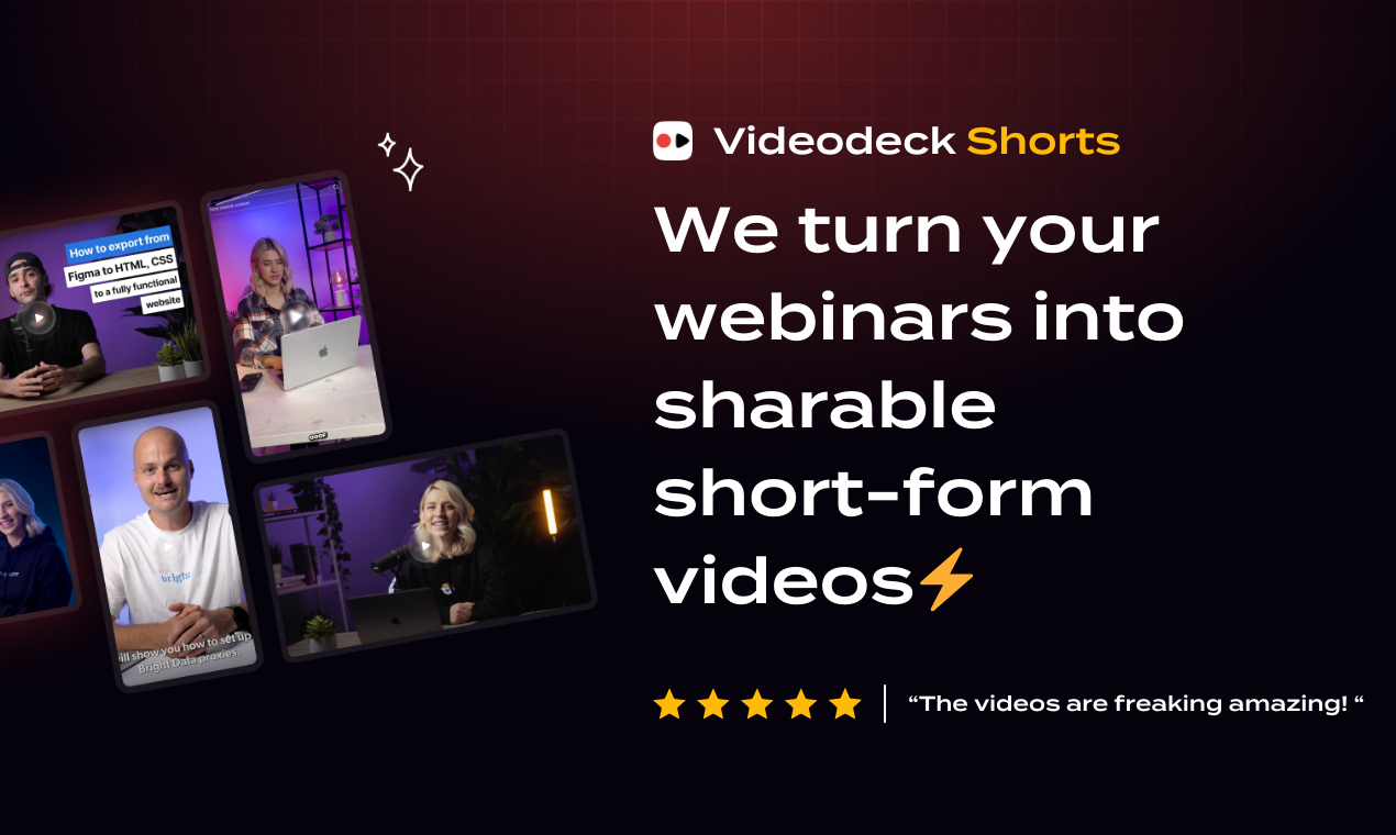 Videodeck -Shorts - Wir machen Ihre Webinare in gemeinsame Kurzformvideos um Medien 2