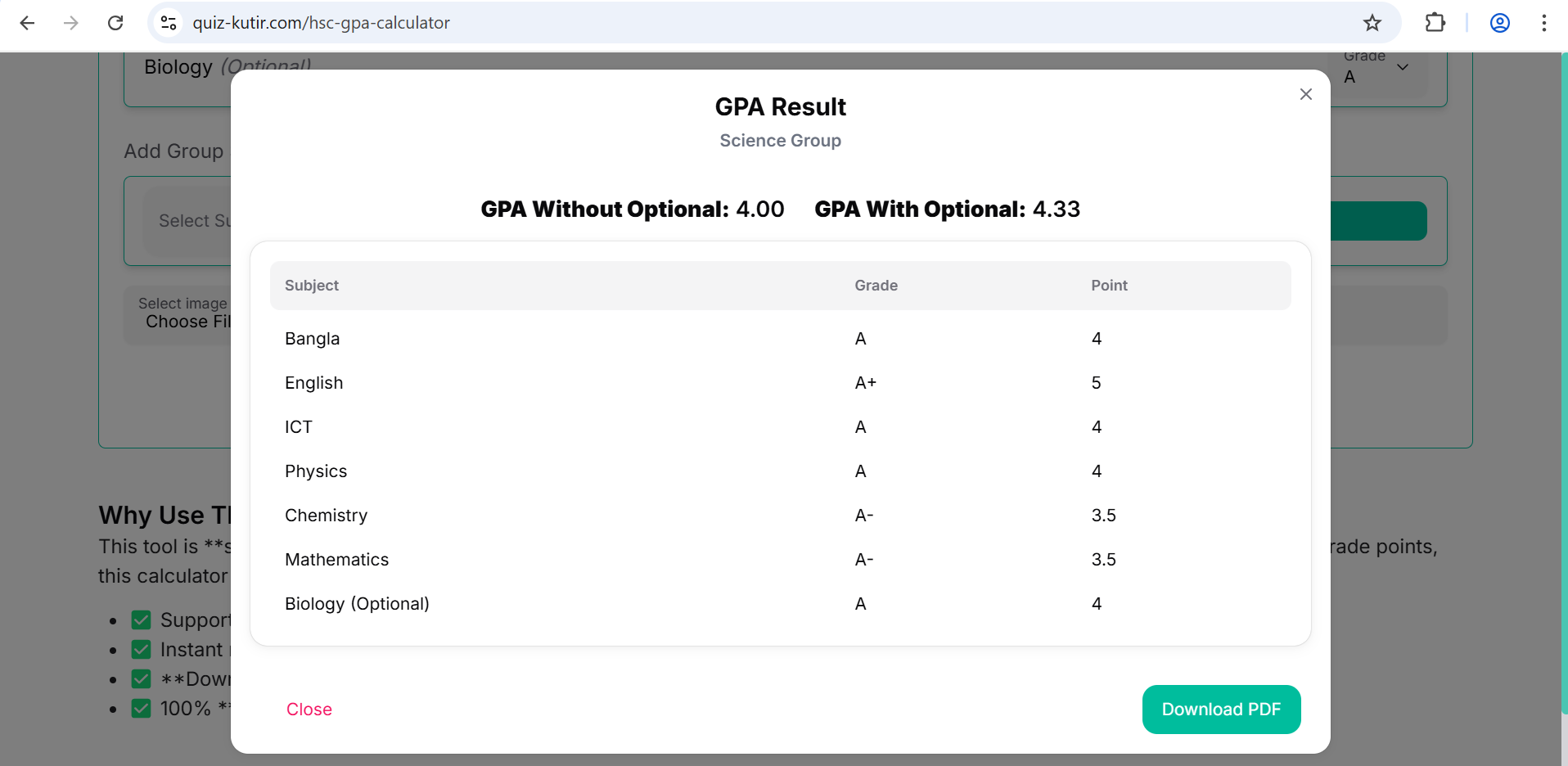 HSC GPA Calculator - Quiz Kutir media 2