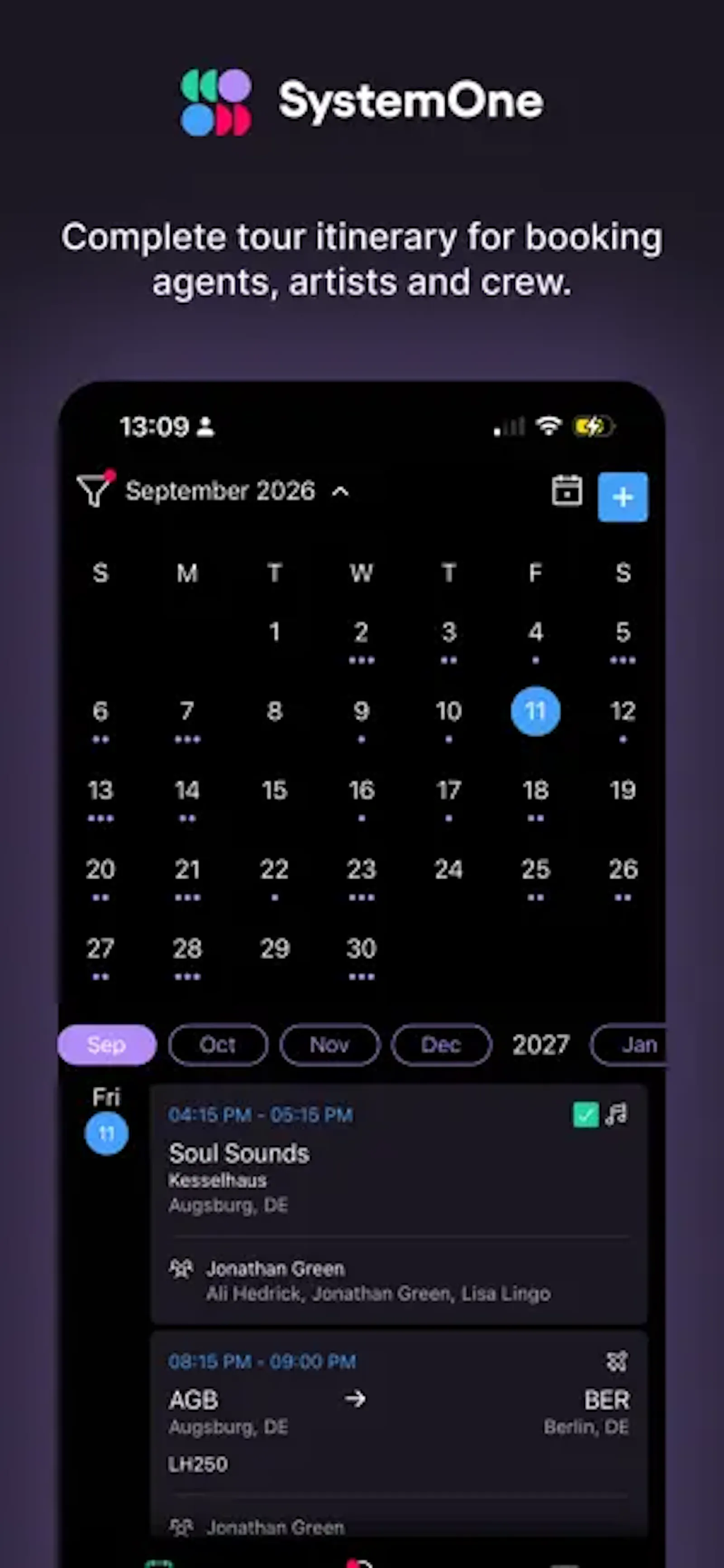 SystemOne Mobile App for artist booking screenshot 2
