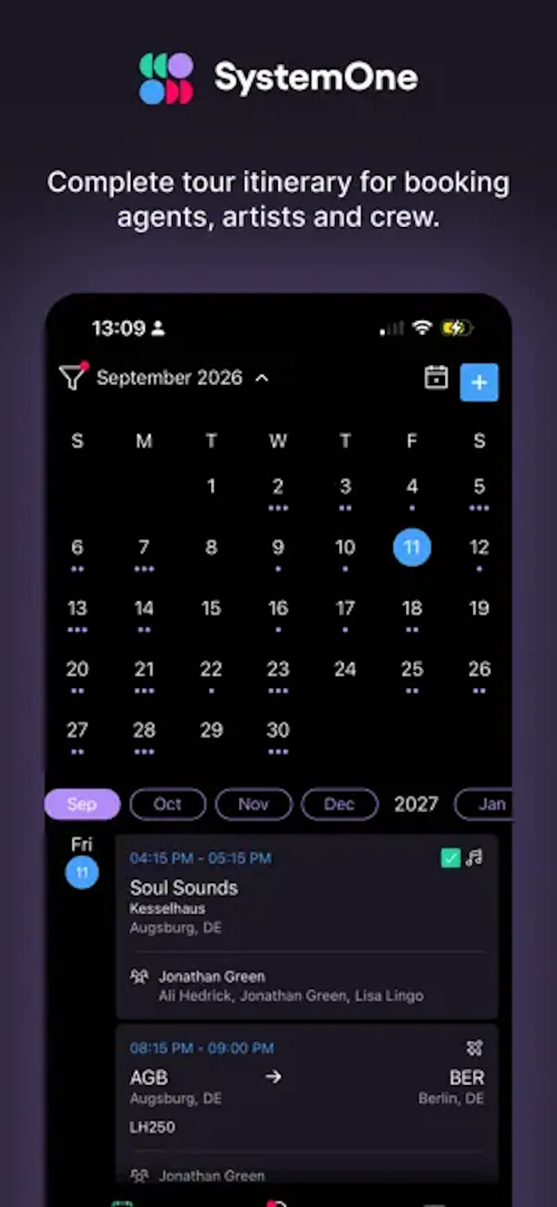SystemOne Mobile App for artist booking screenshot 2