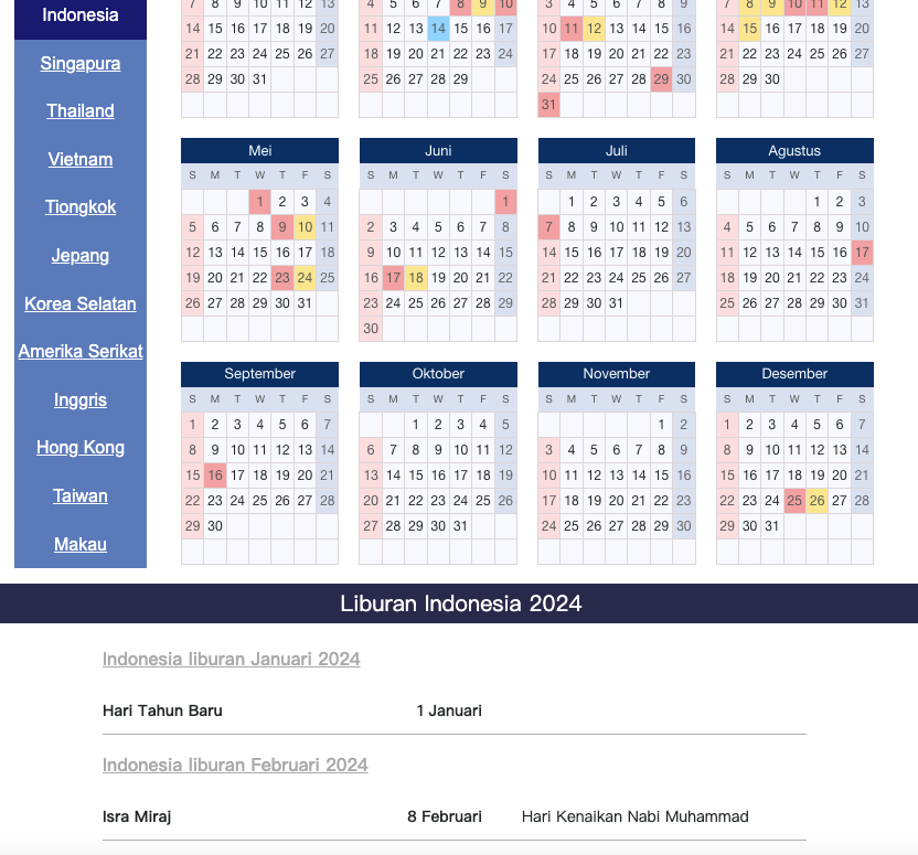 calendario de vacaciones