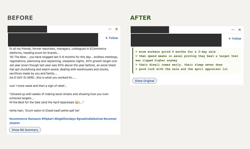 LinkedIn BS Remover screenshot 1