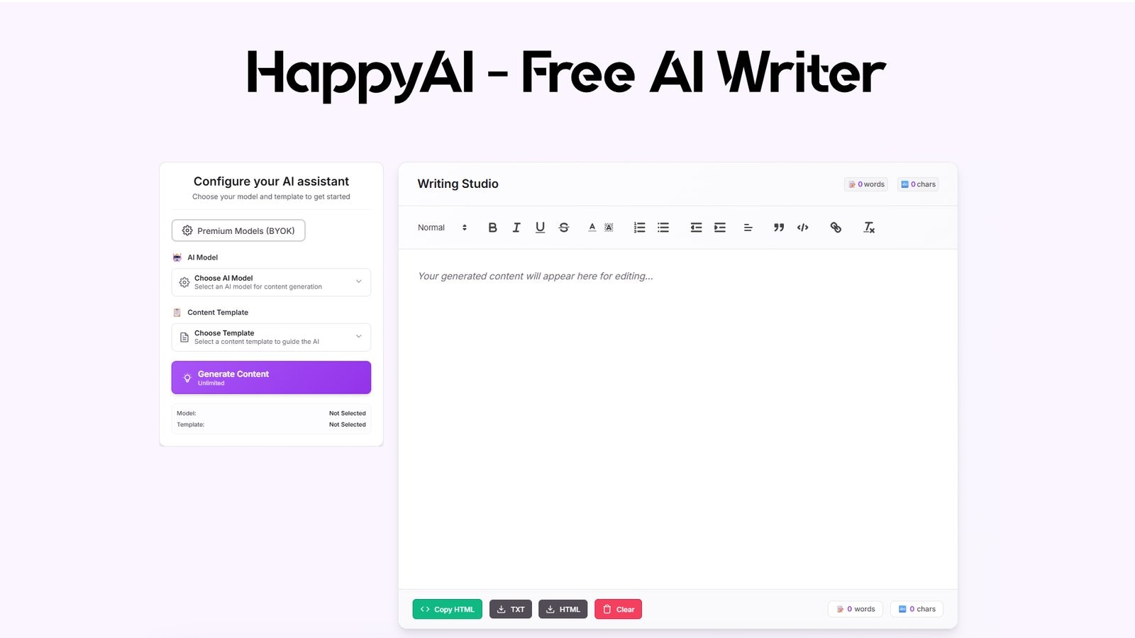 Happiti - Byok Gizlilik ile Ücretsiz AI Yazar 8 Adımlı Makale Oluşturma medya 1