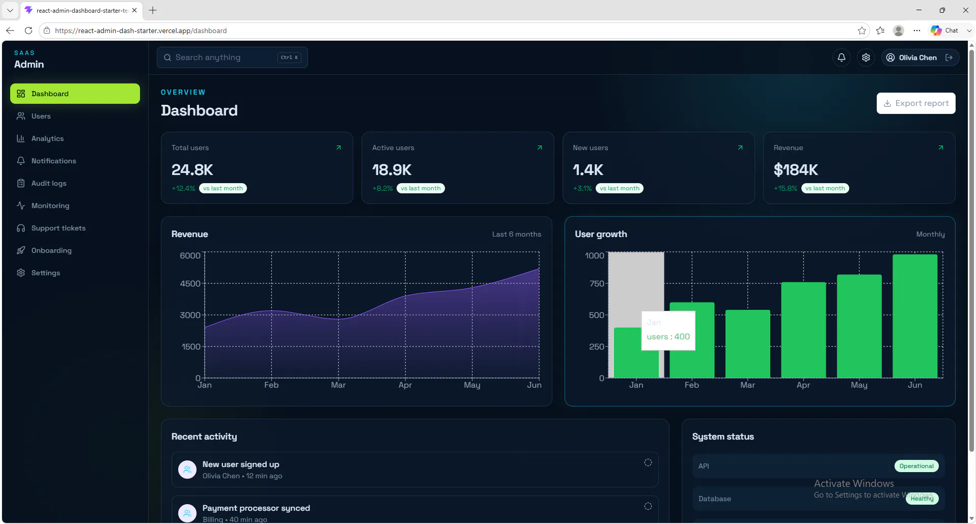 React Admin Dashboard Starter gallery image