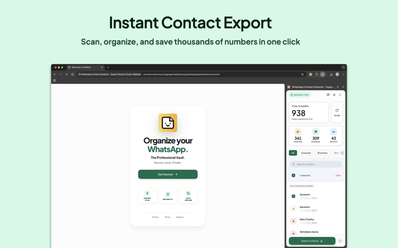 WaVault: Private WhatsApp CRM Export gallery image