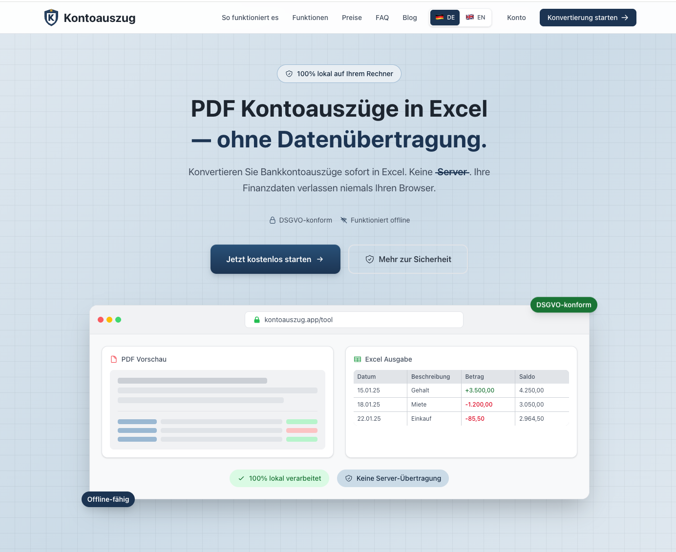 Kontoauszug - Main product screenshot demonstrating key features and user interface