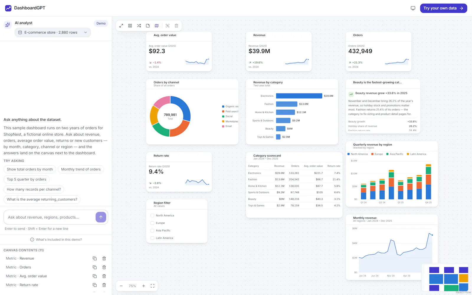 DashboardGPT screenshot 1