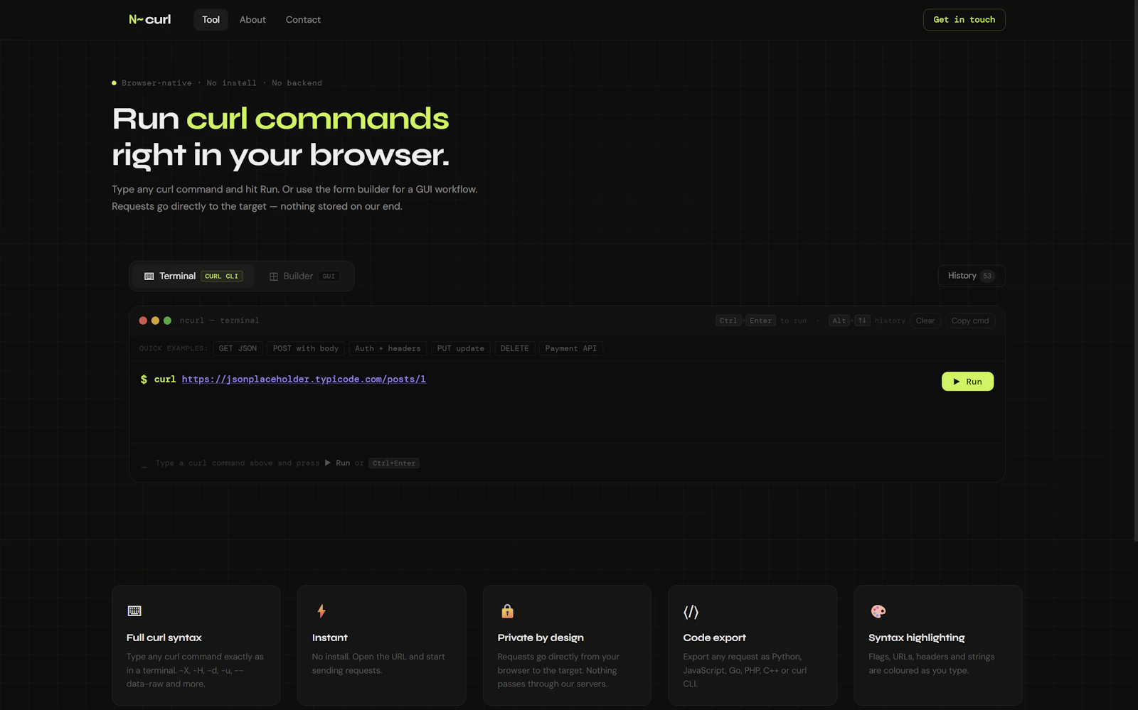 Ncurl screenshot 1