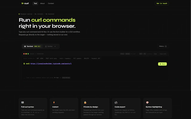 Ncurl screenshot 1