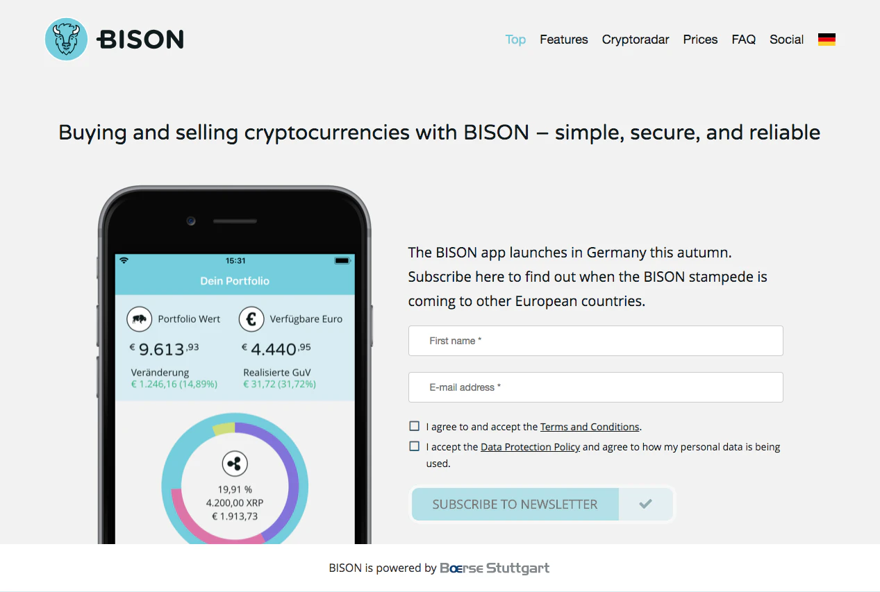 Bison Cryptocurrency App for Germany