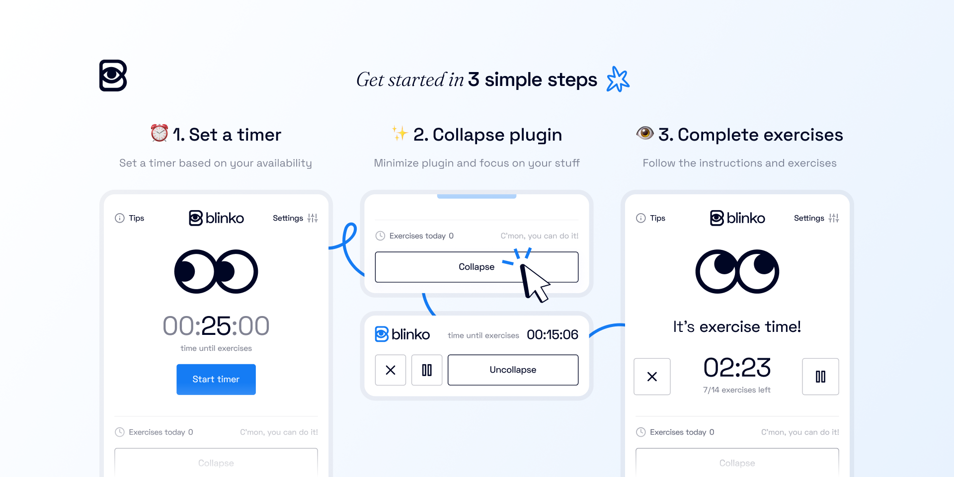 Mídia 3 de Blinko para figma & figJam - Evite a tensão ocular no piscar de olhos