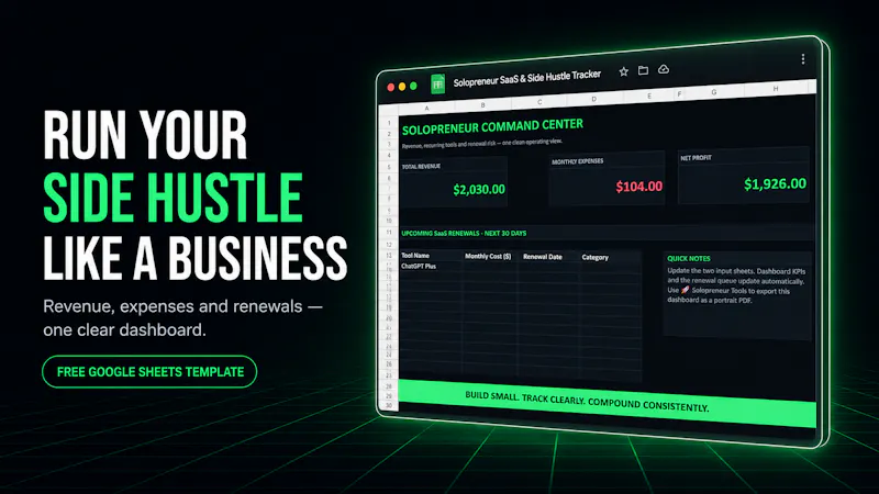 Solopreneur SaaS & Side Hustle Tracker screenshot 1