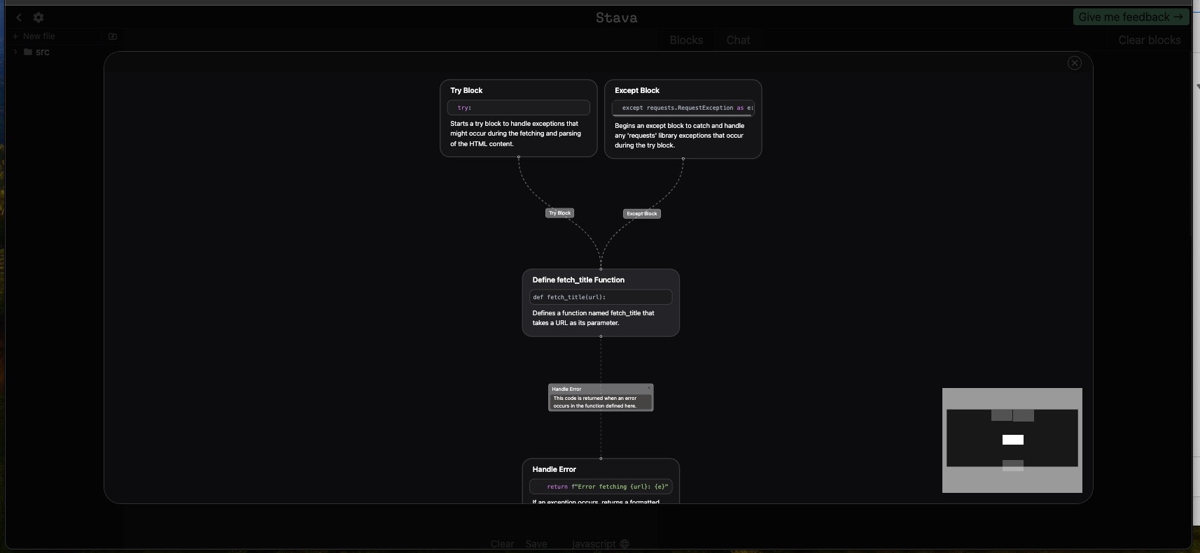 Mídia 3 de Stava.io - Um editor de código que enfatiza o aprendizado.