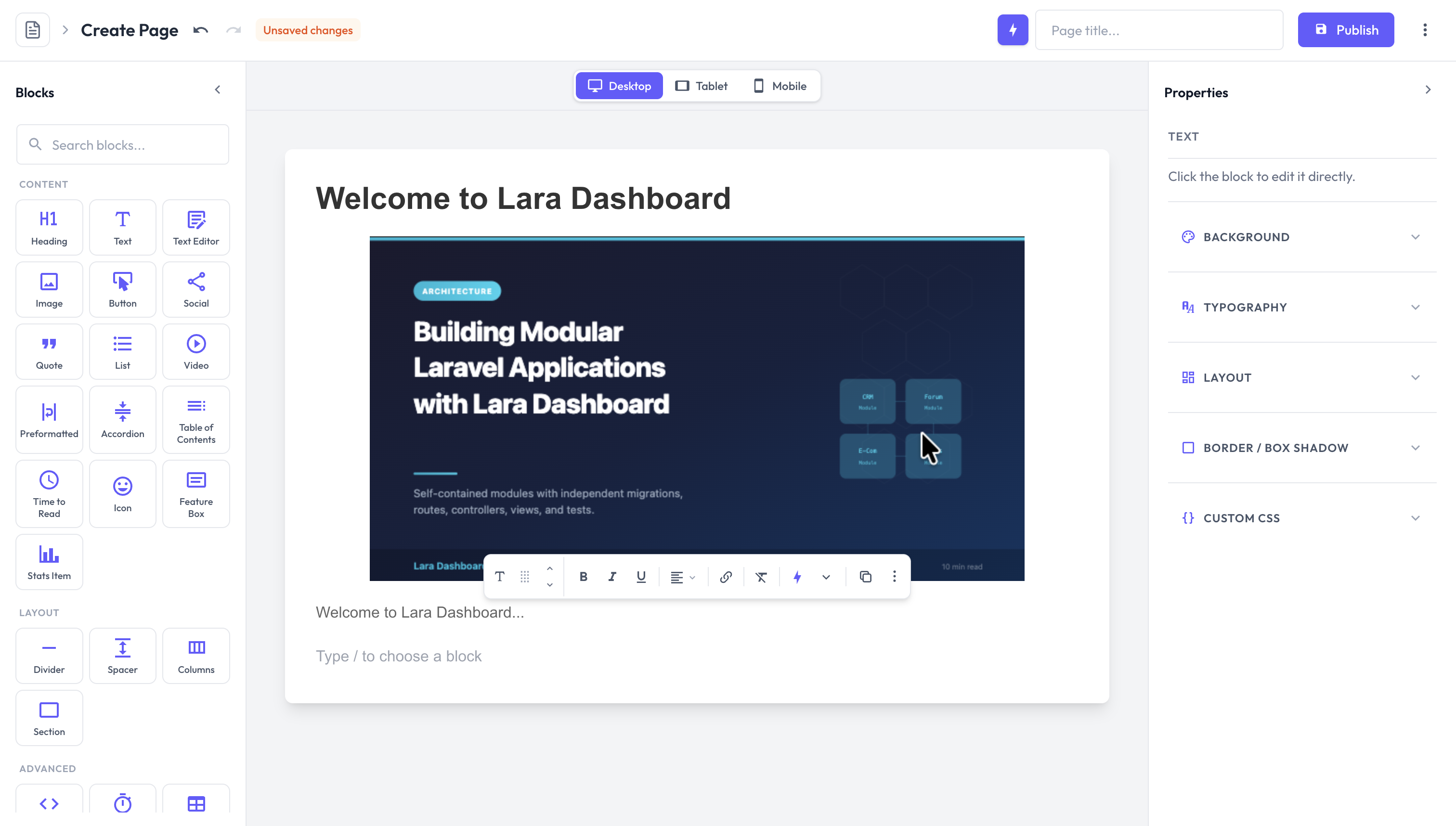Lara Dashboard gallery image