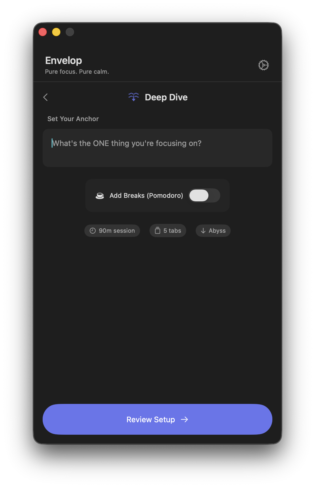Envelop Focus - Screenshot 2 showing product features and functionality