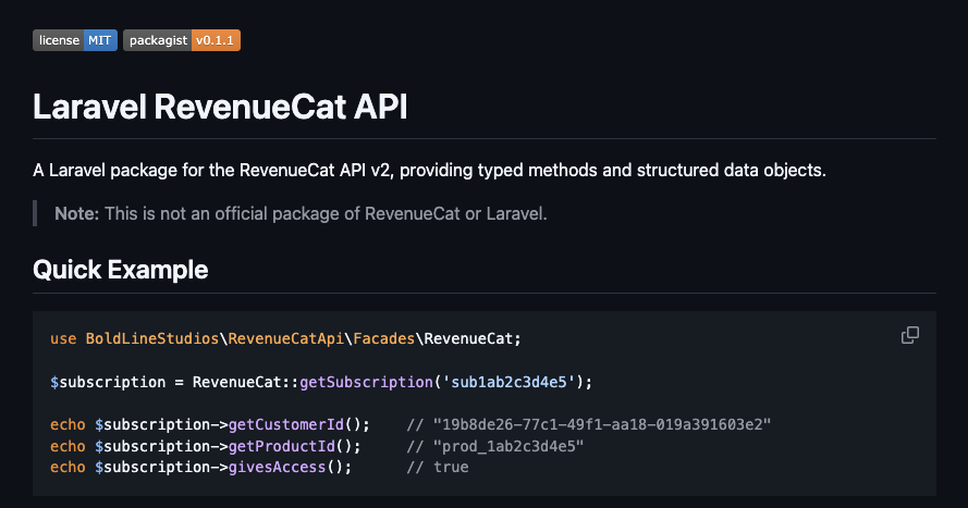 Media Laravel-revenuecat-api - Sambungkan Laravel dengan mudah dengan API Revenuecat v2 2