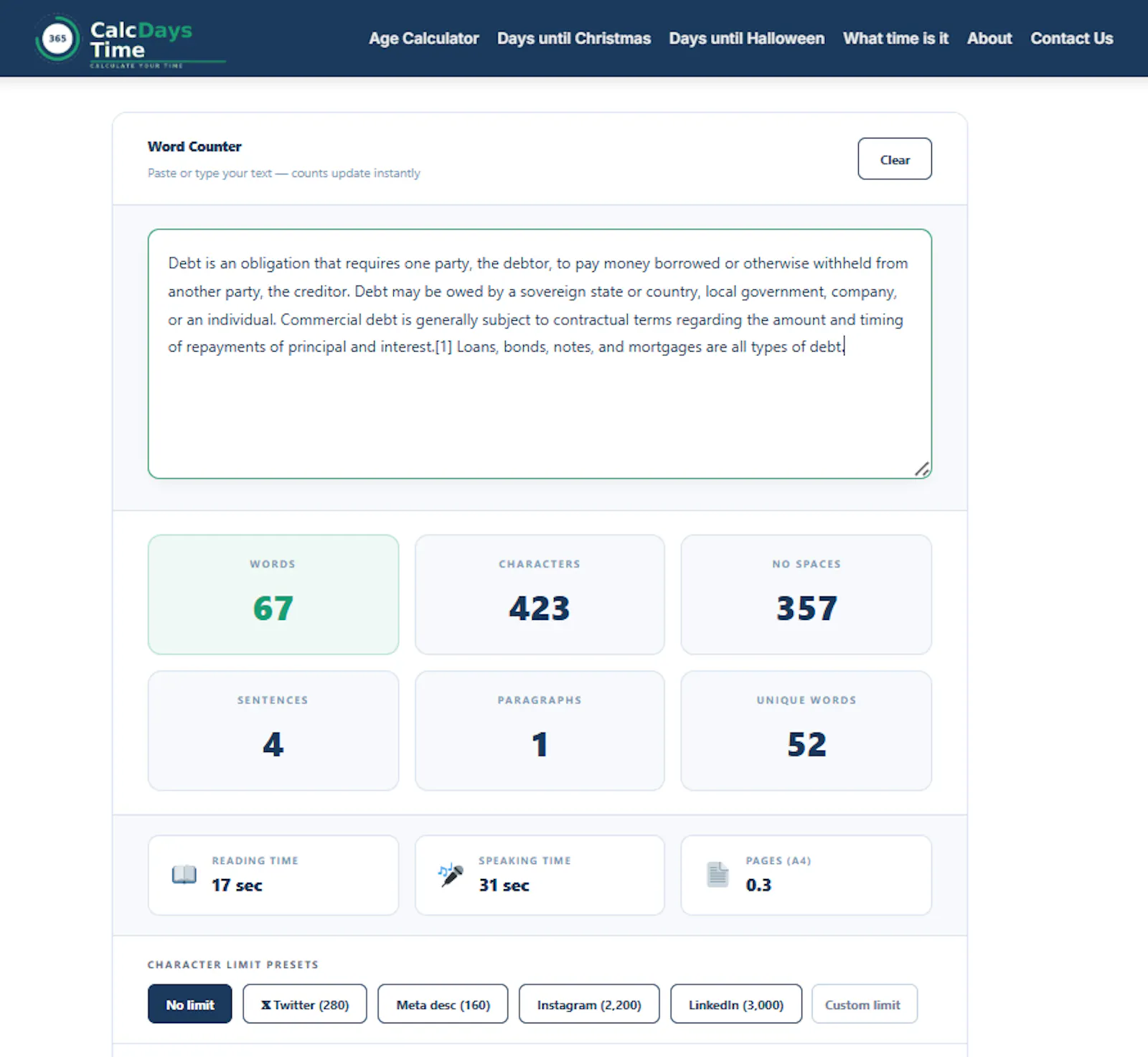 calcdaystime.com screenshot 3