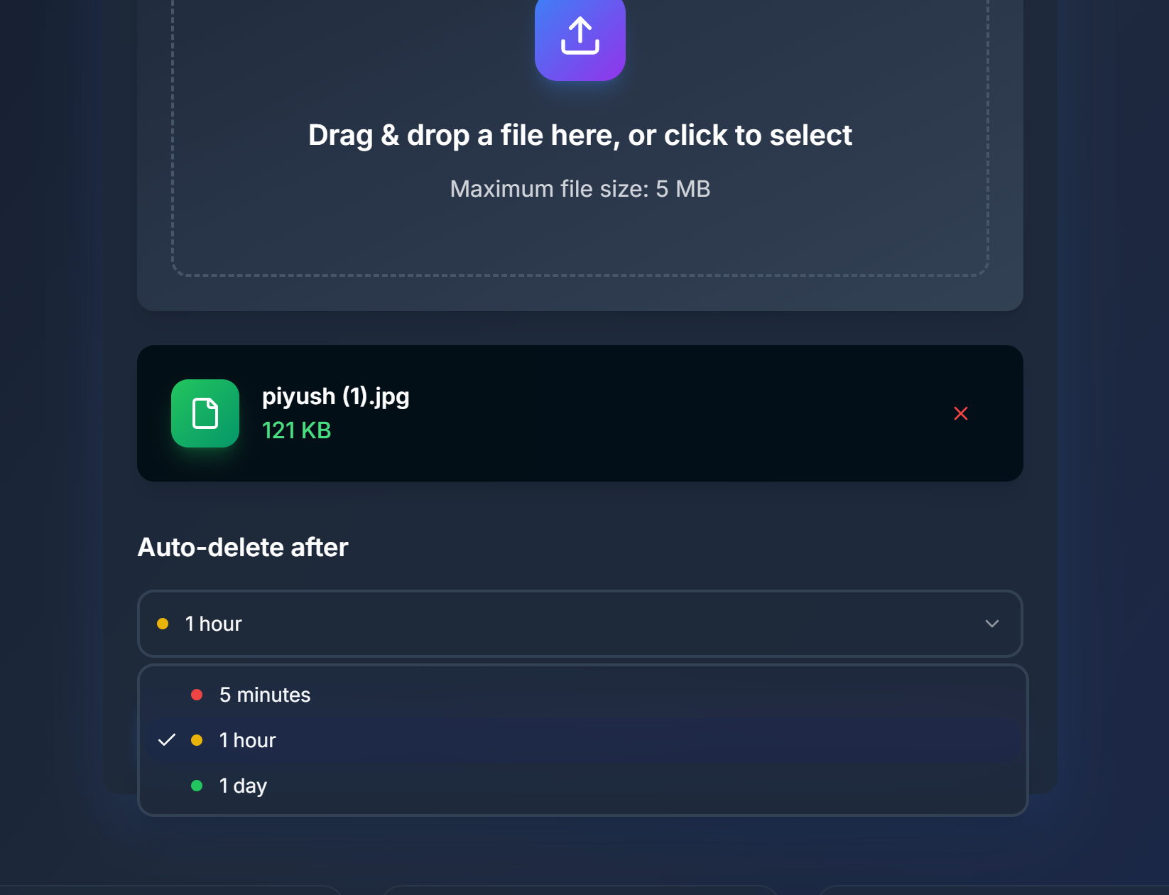 Média Tomber fade - Partage de fichiers et de texte anonyme et anonyme avec un accès unique 4