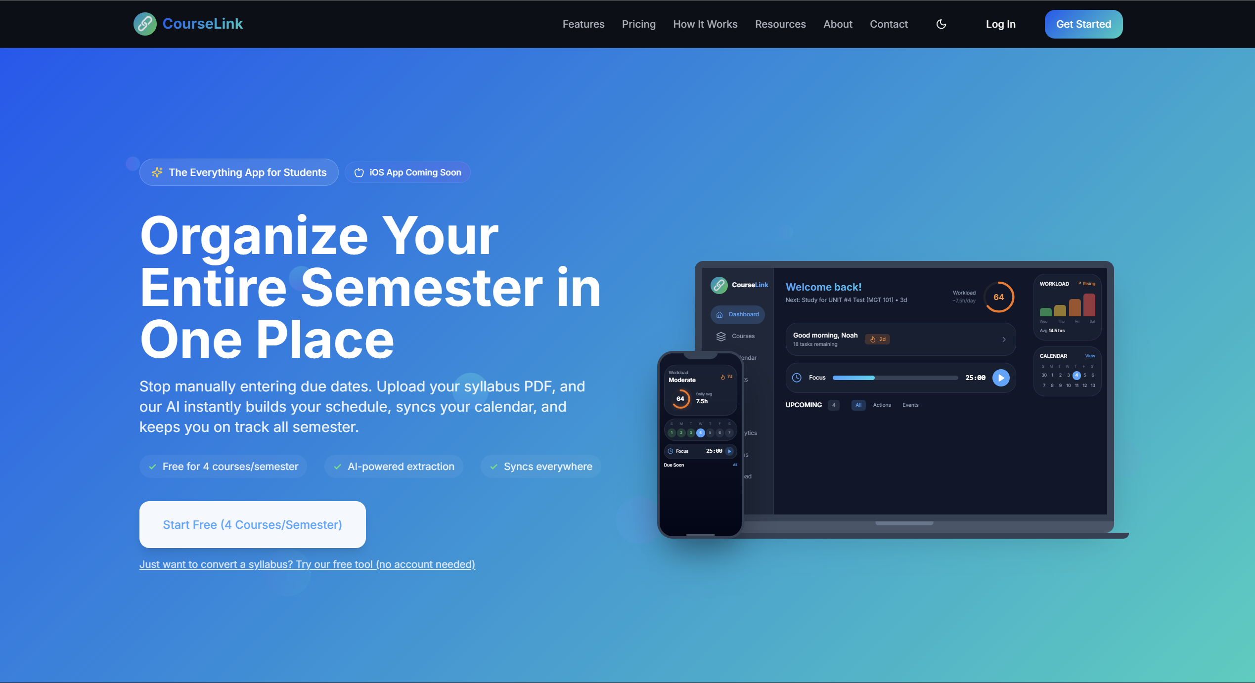 CourseLink - Main product screenshot demonstrating key features and user interface