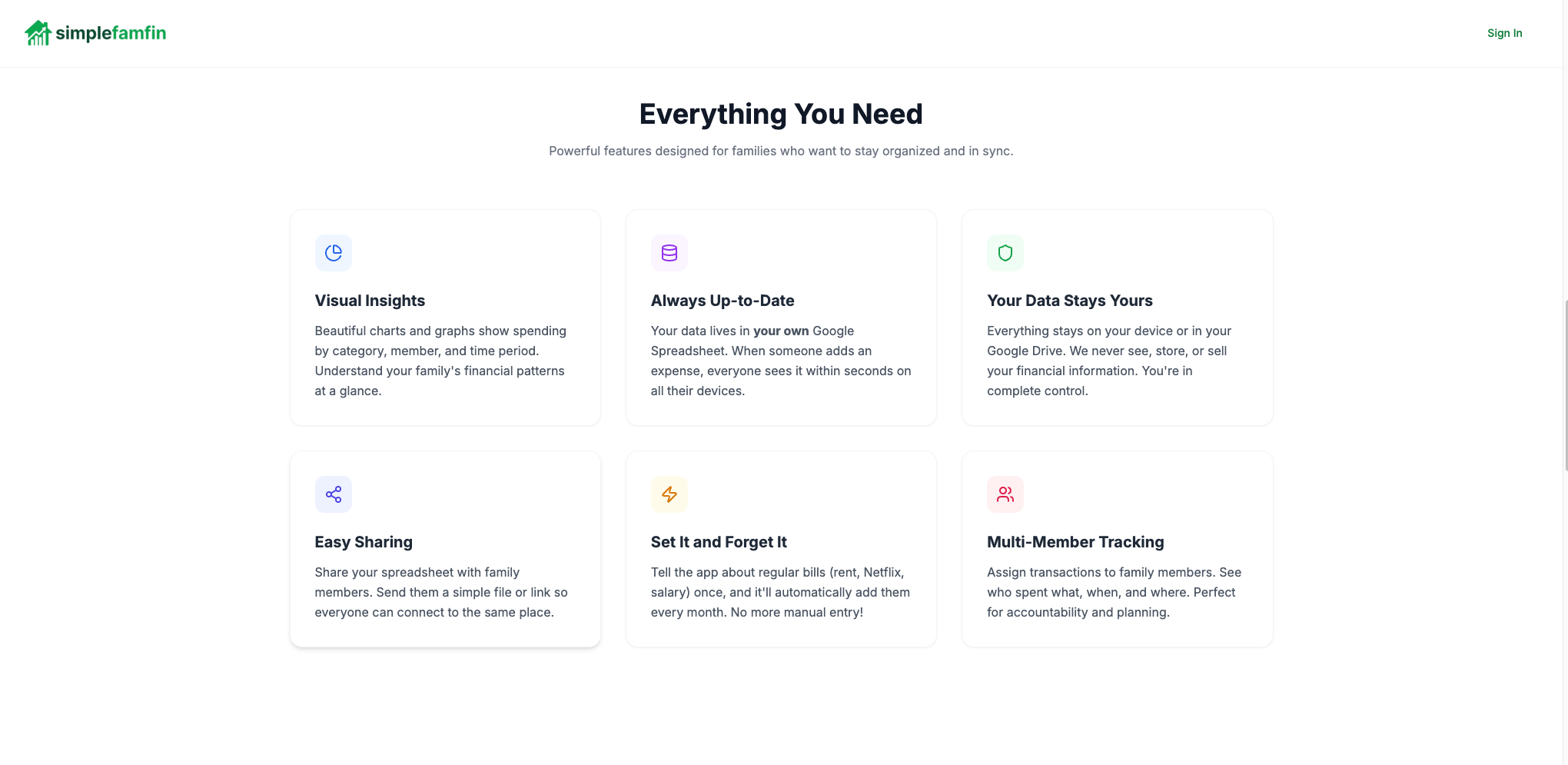 SimpleFamFin - Screenshot 2 showing product features and functionality
