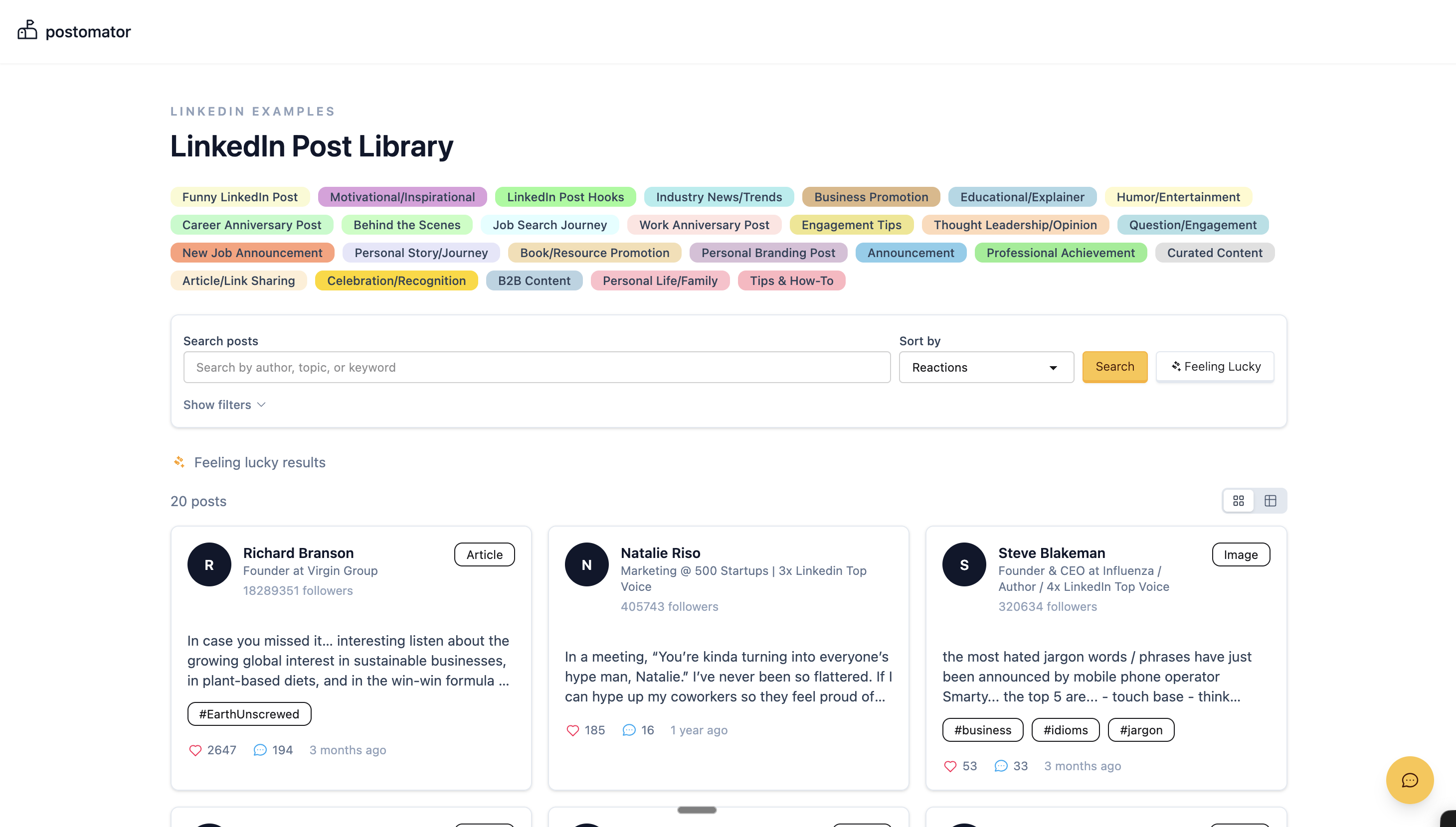 LinkedIn Post Examples Database gallery image