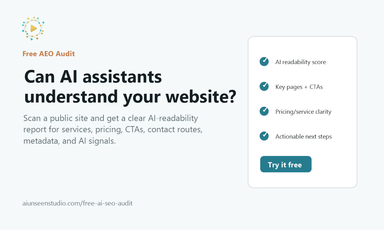 AIUNSEEN Free AEO Audit screenshot 1