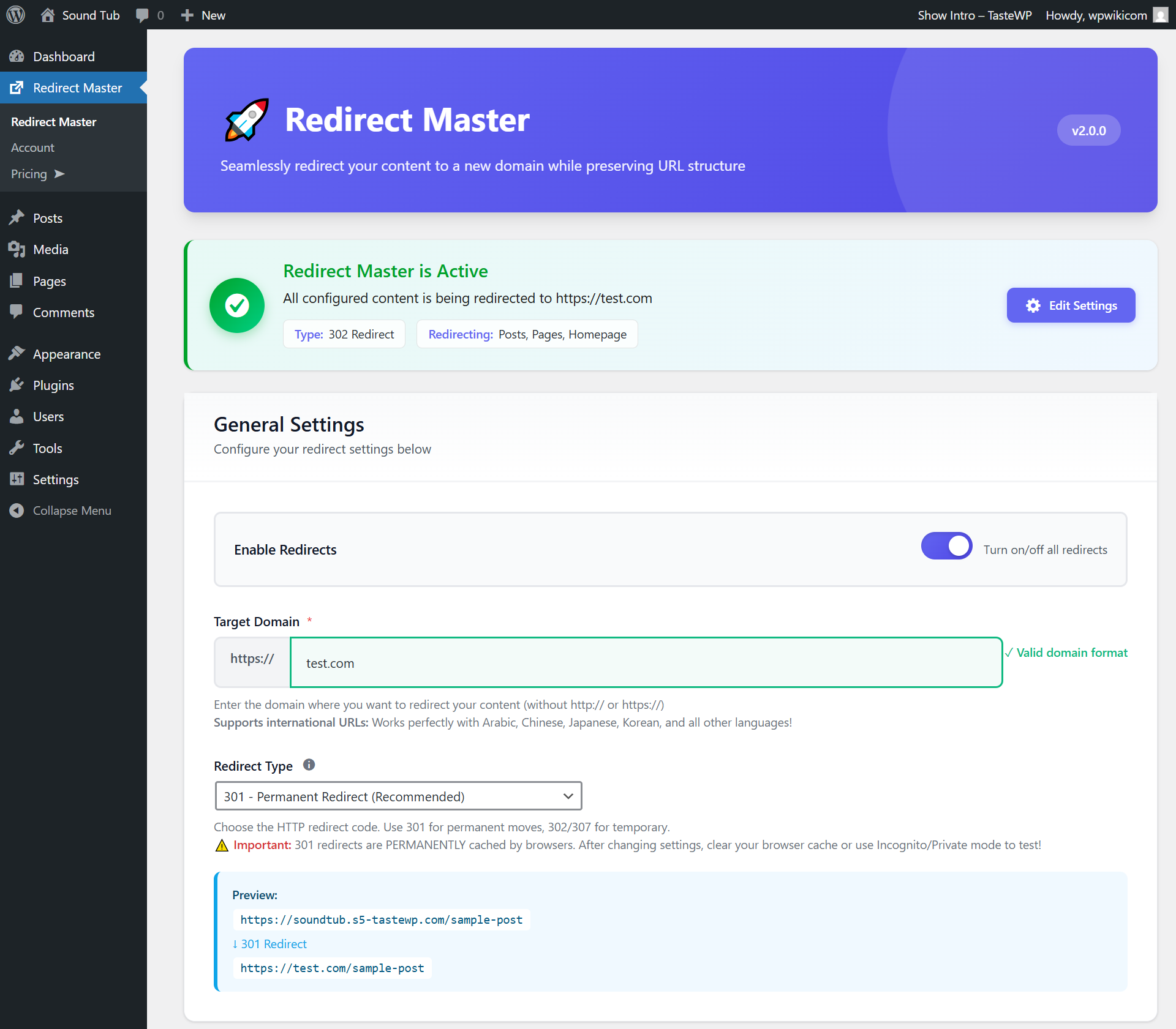 Redirect Master - Screenshot 3 showing product features and functionality