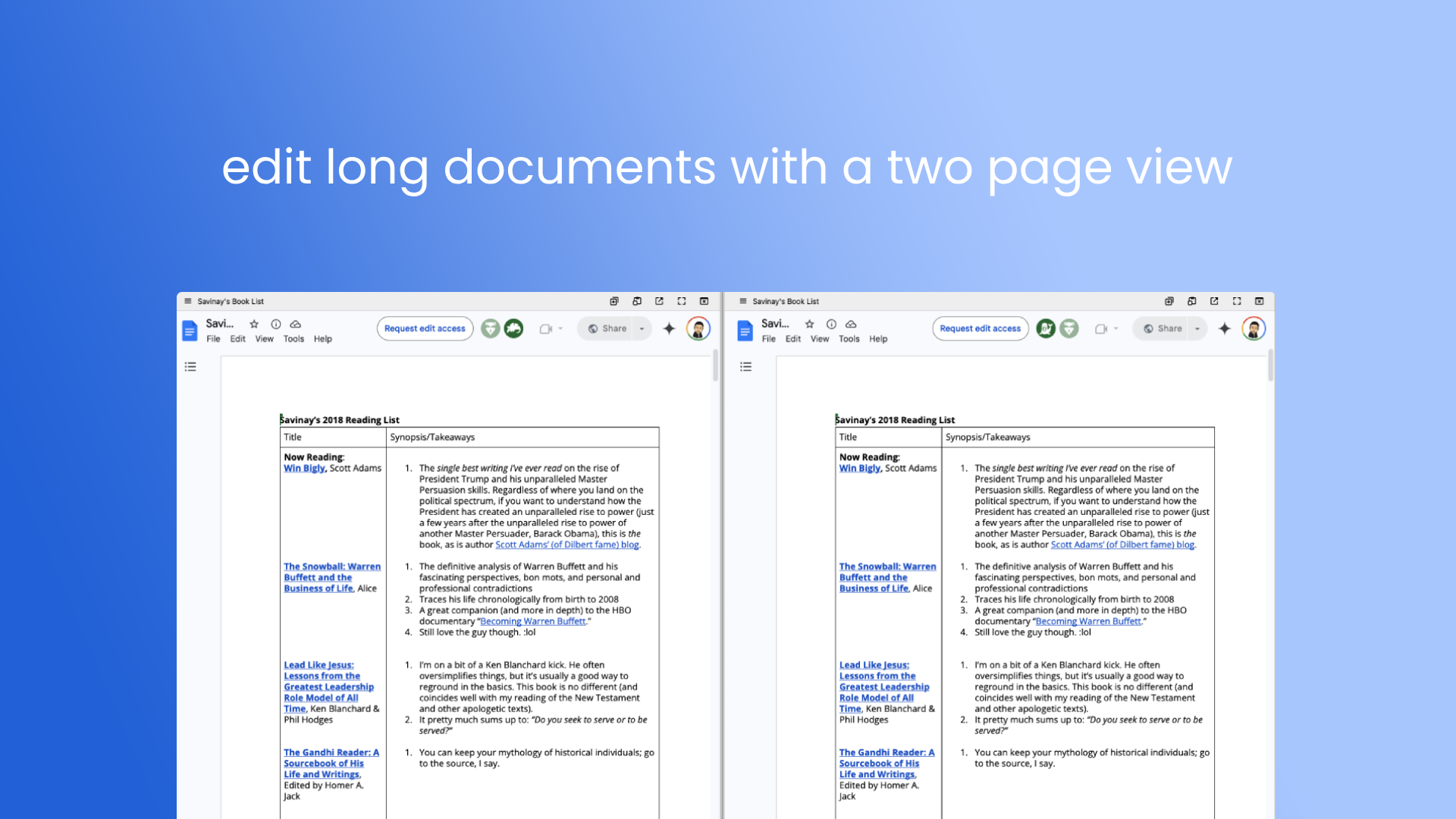Google Docs SplitView - ドキュメント、シート、スライドを1つのタブで並べて開きますメディア4