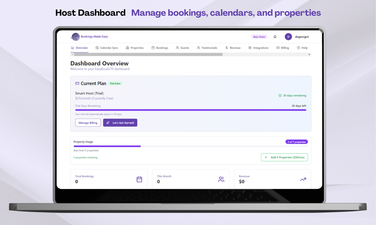 Direct Booking Engine for STR Hosts - Main product screenshot demonstrating key features and user interface