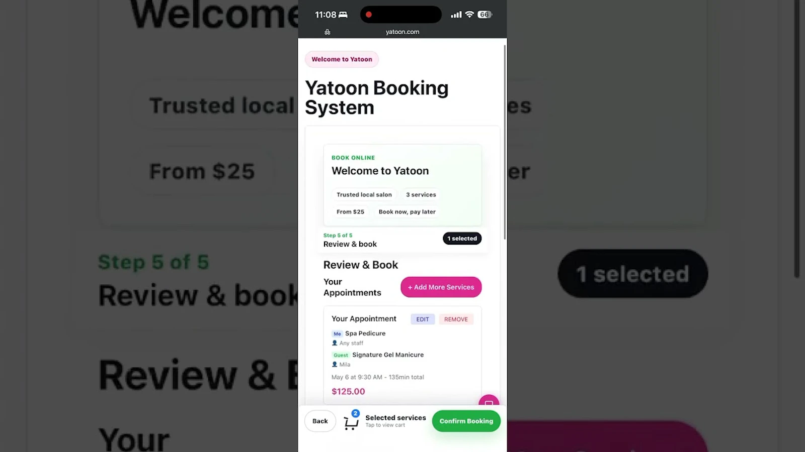 Yatoon Booking for Salons & Spas screenshot 1 (video preview)