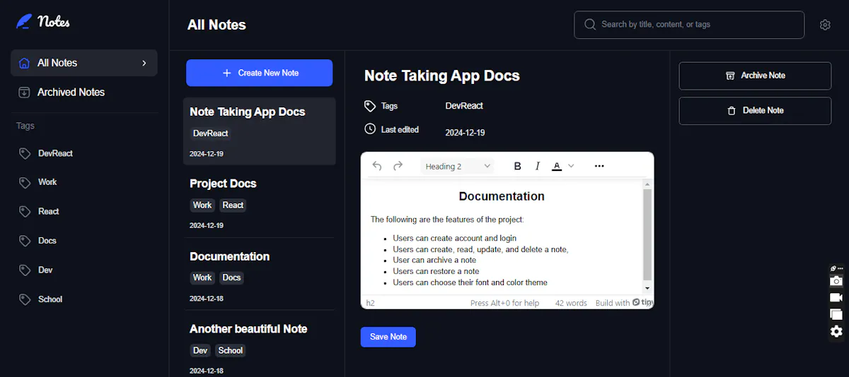 Notes Taking App