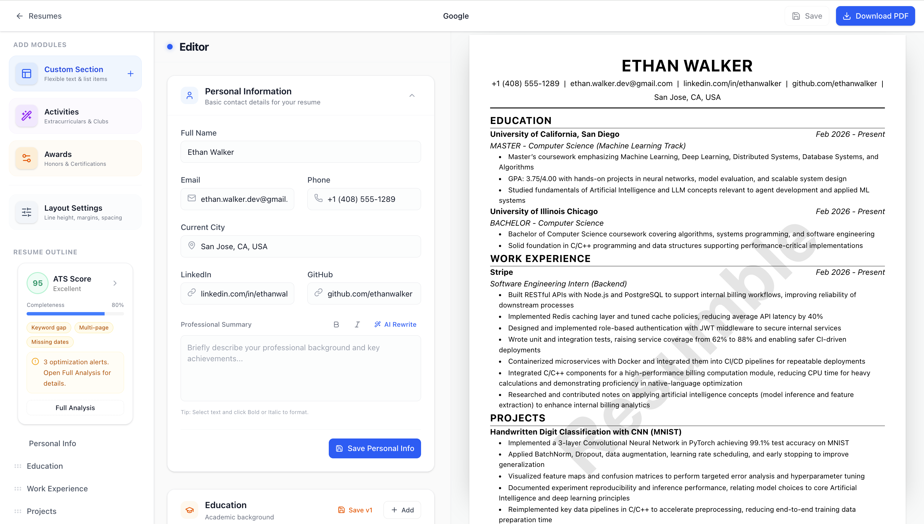 Resumble - Screenshot 4 showing product features and functionality