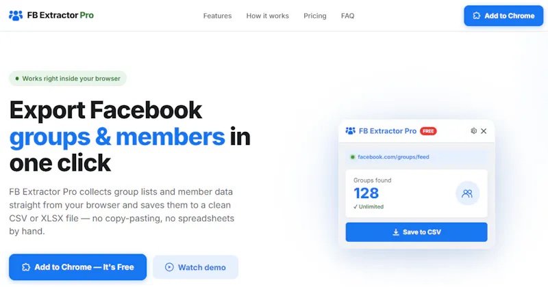 FB Extractor — Chrome Extension screenshot 2