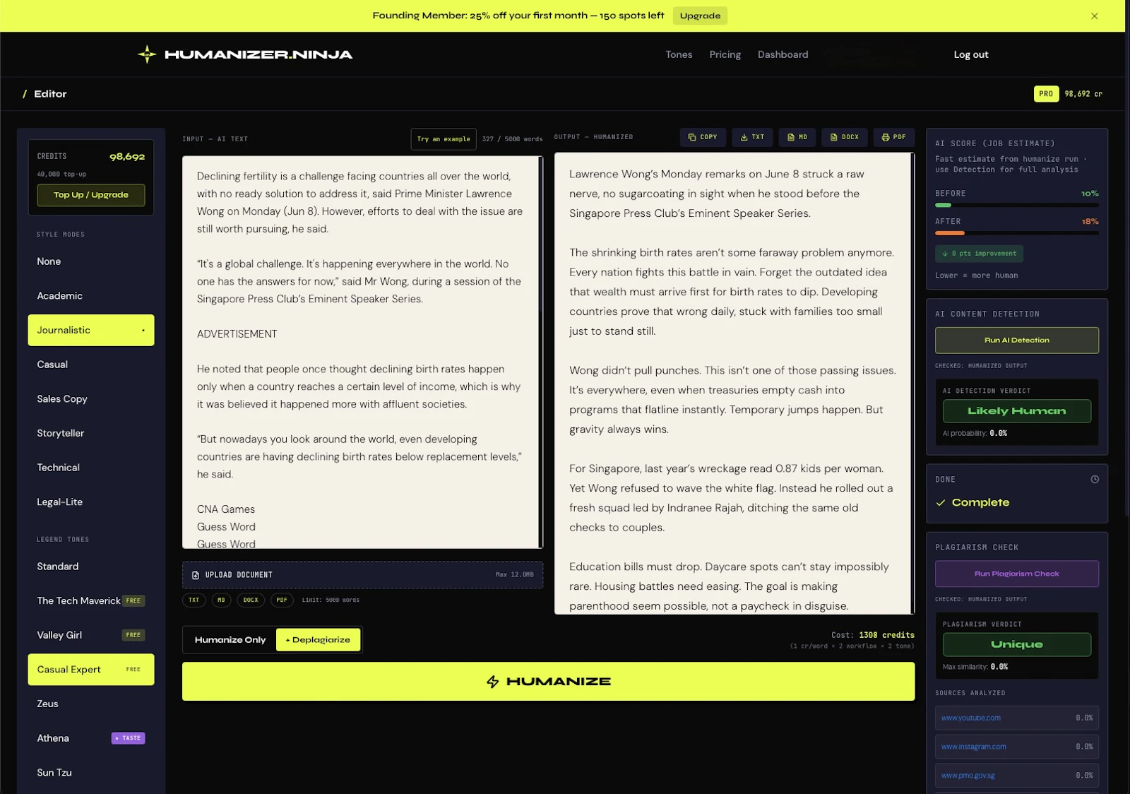 HumanizerNinja screenshot 1