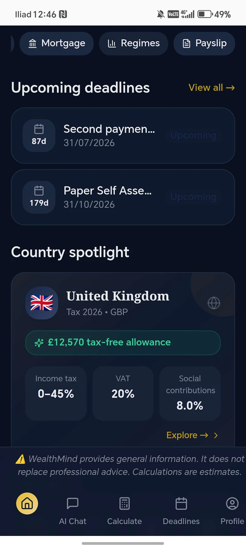wealthmind:finance & tax screenshot 2