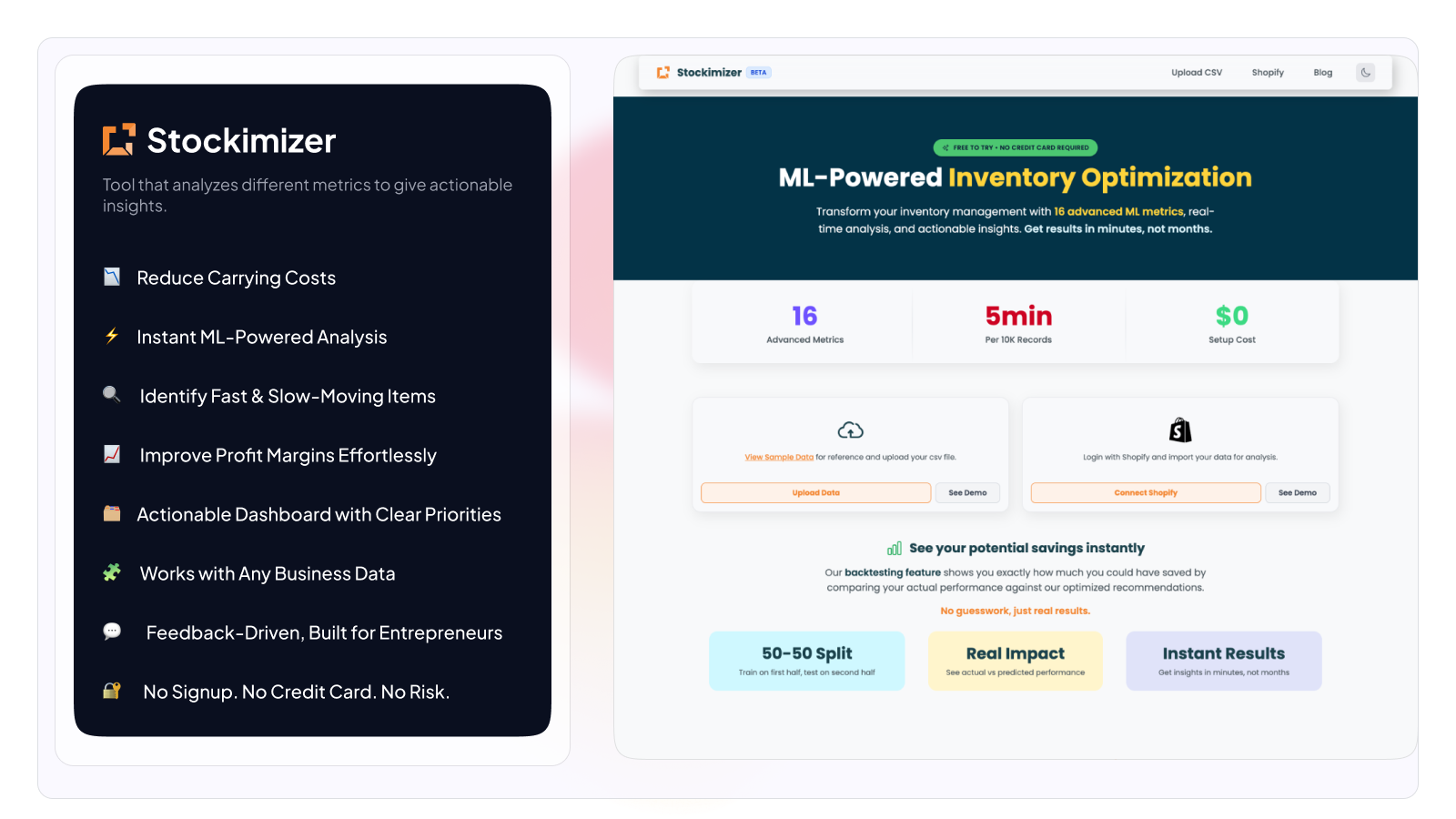 Stockimizer - Main product screenshot demonstrating key features and user interface