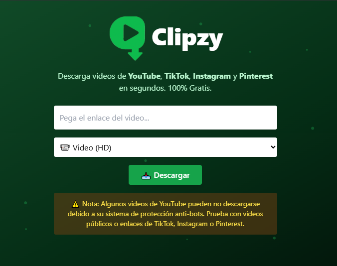 Clipzy - Main screenshot showing features and interface