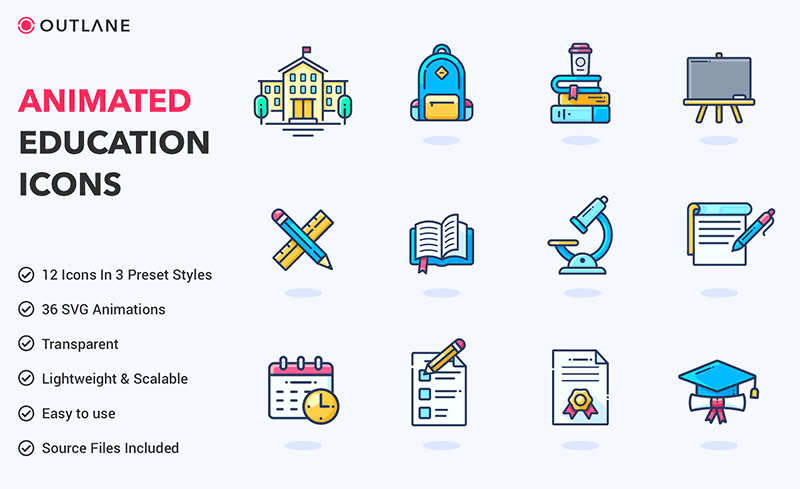 Download Animated Education Icons - A pack of 12 unique animated ...