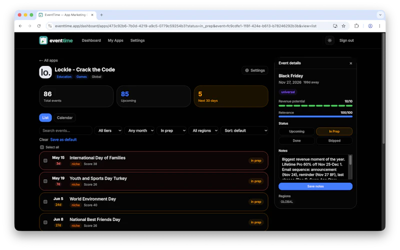 EventTime screenshot 3