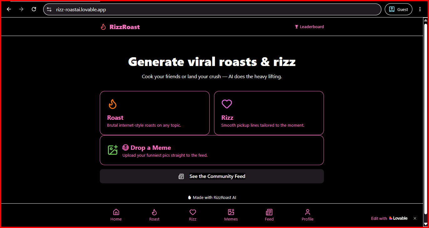 Rizz Roast AI gallery image