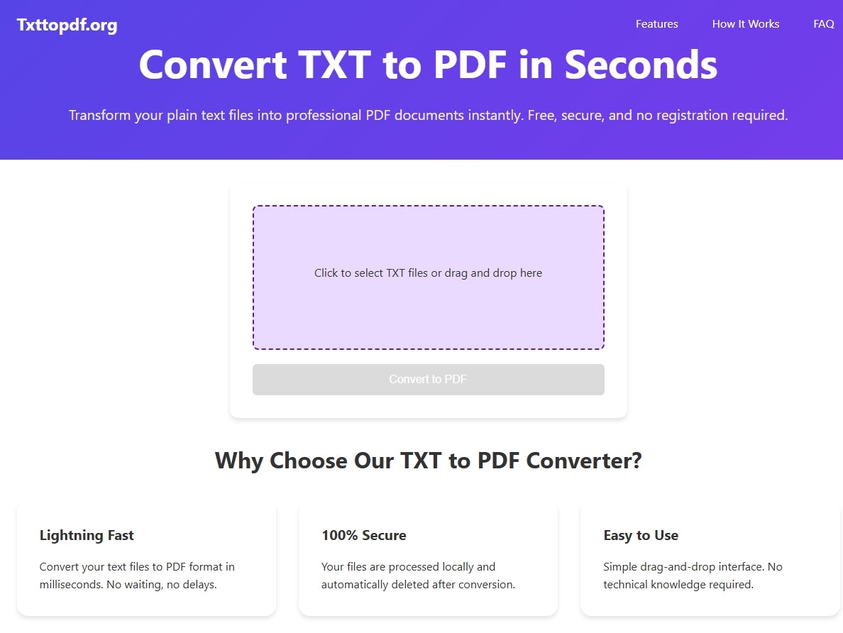 TXT에서 PDF 변환기 - 텍스트 파일을 PDF 온라인으로 전환합니다 -TxtTopdf.io 미디어 1