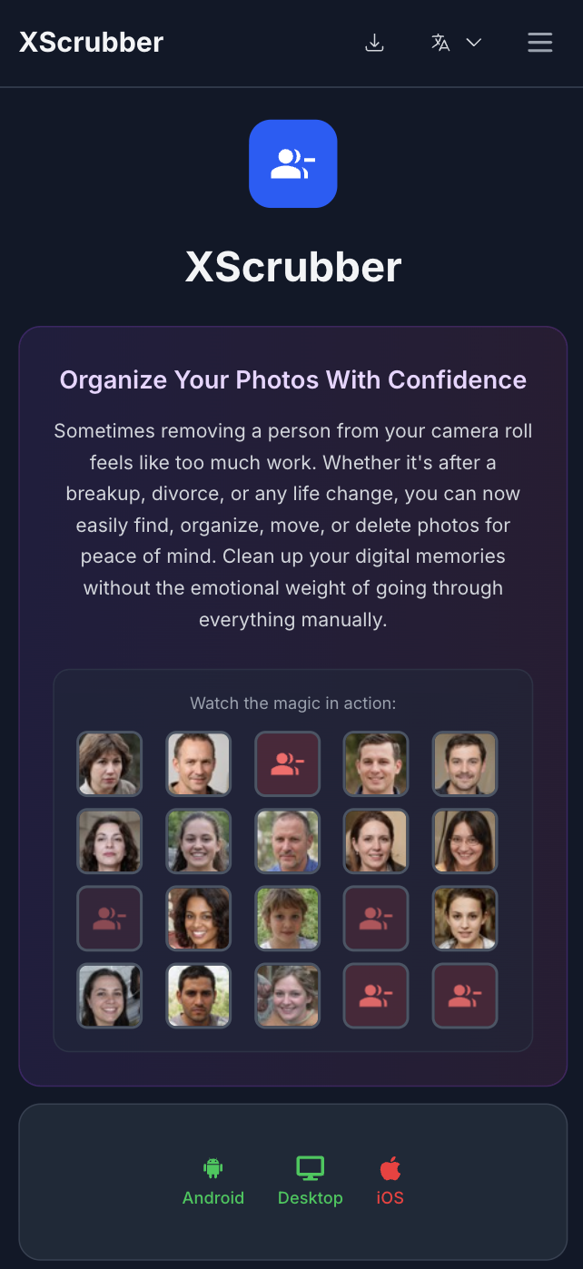Média X-Scrubber - Déplacer ou supprimer des photos d'un ex de votre téléphone / appareil 1