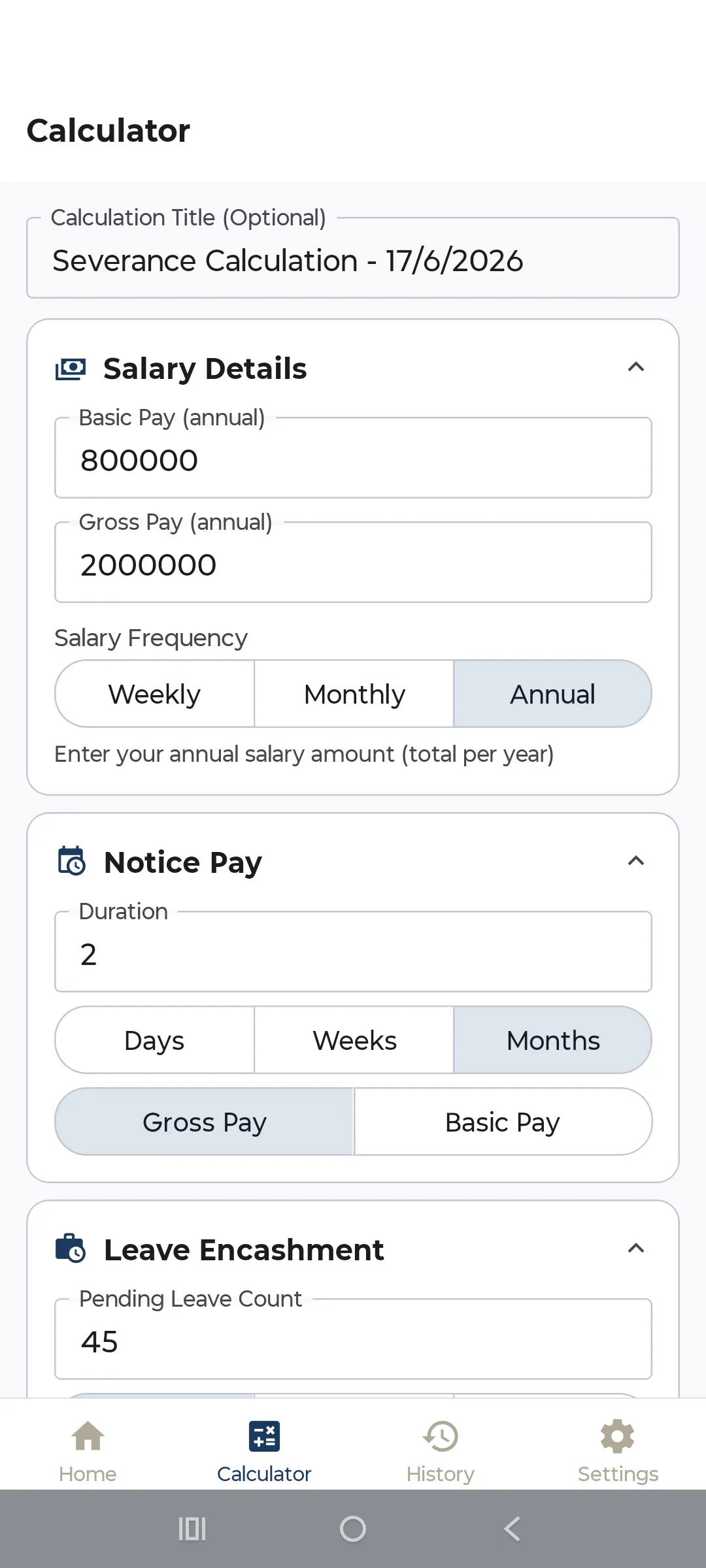 Severance Pay Calculator screenshot